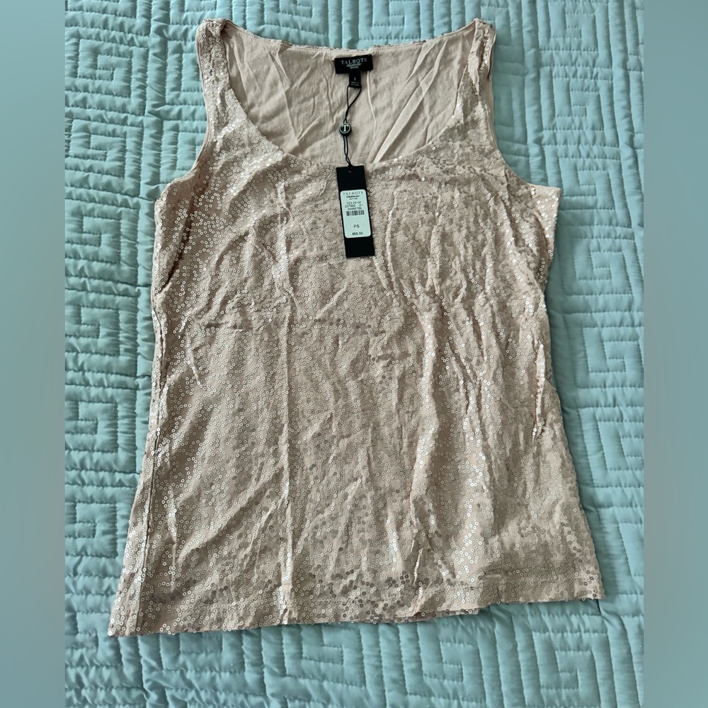 Talbots Shimmering Beige Sequin Tank Top